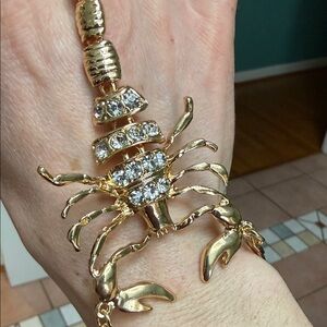 Gold Scorpion Bracelet with Crystals